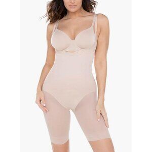 Miraclesuit Women's Sheer Shapewear Open Bust Mid-Thigh Slimmer Size Med